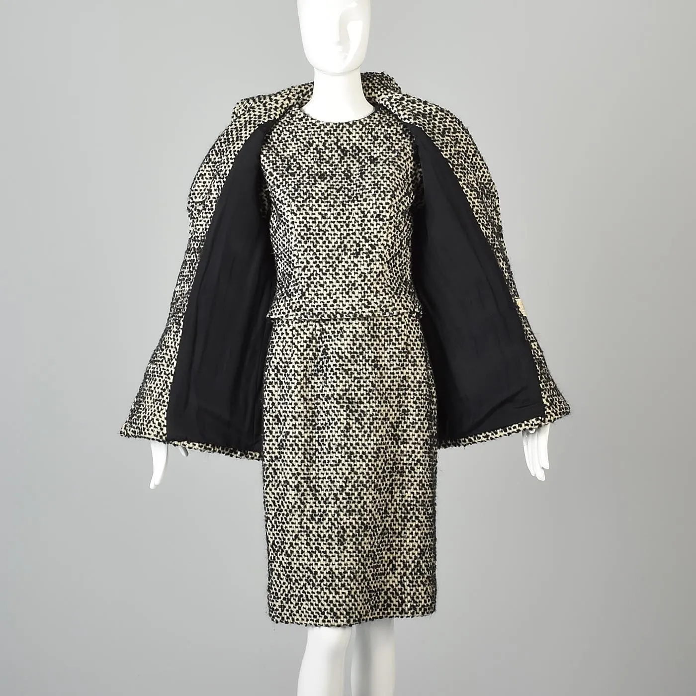 1960s Four Piece Tweed Set with Top, Skirt, Jacket, and Coat