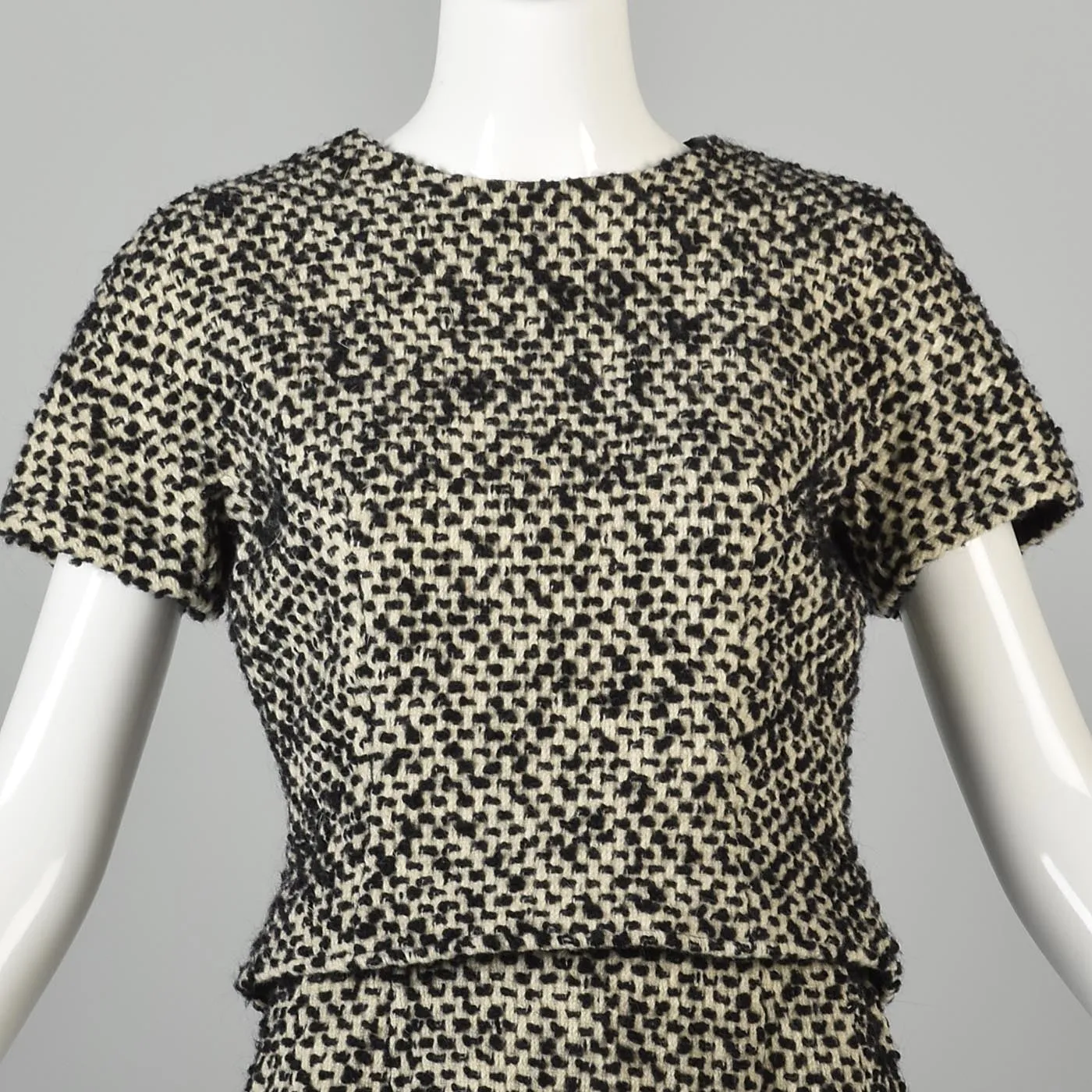 1960s Four Piece Tweed Set with Top, Skirt, Jacket, and Coat