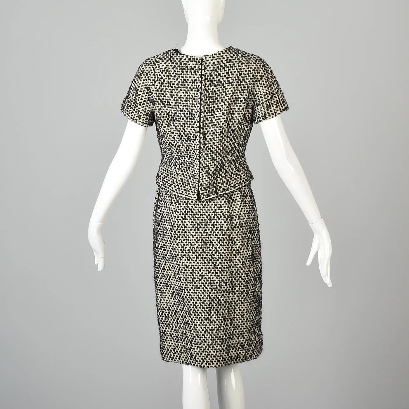 1960s Four Piece Tweed Set with Top, Skirt, Jacket, and Coat