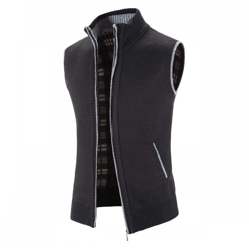Autumn Jacket Men Warm Cashmere Casual Wool Zipper Slim Fit Fleece Jacket Winter Men Coat Dress Knitwear - S4812416