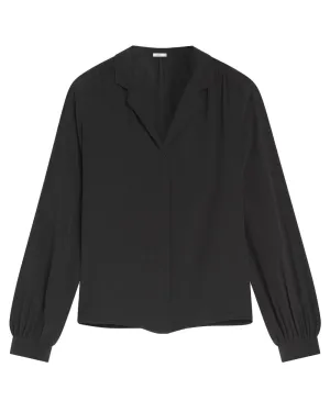 Black V Neck Silk Blouse