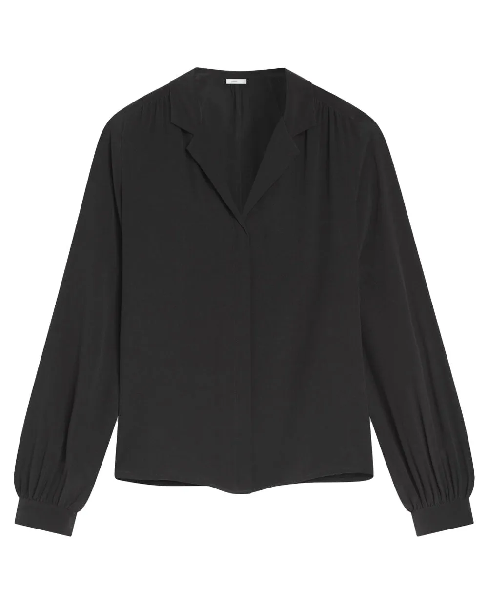 Black V Neck Silk Blouse