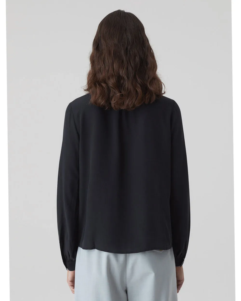 Black V Neck Silk Blouse