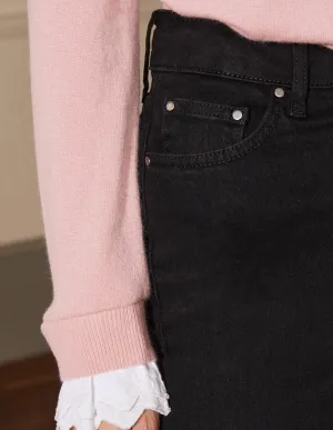 Button Fly Skinny Jeans-Black