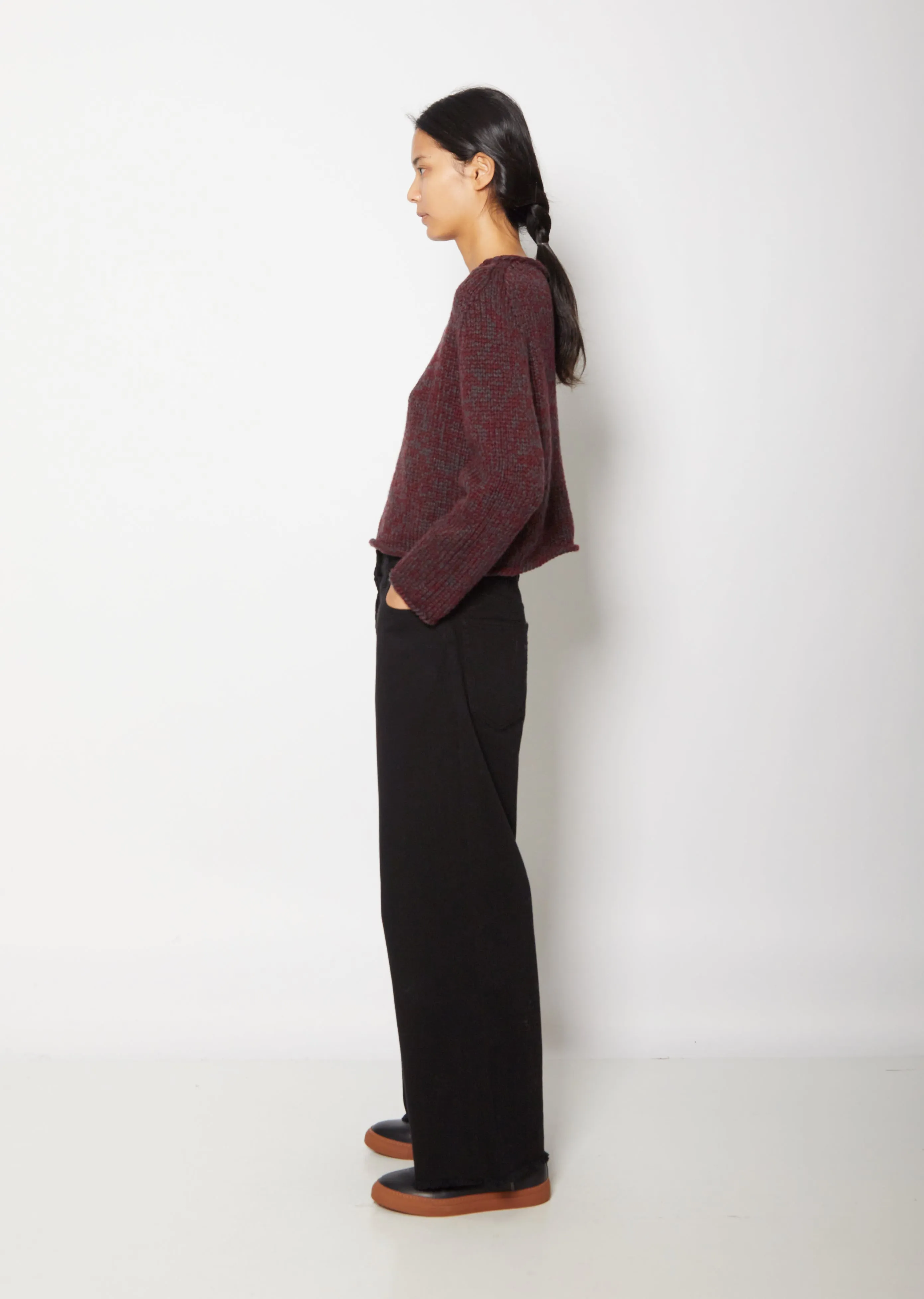 Caro Roll-Neck Cashmere Sweater — Bordeaux/Dark Taupe