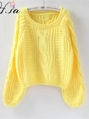 Chic Candy Twist Color Short Sweater