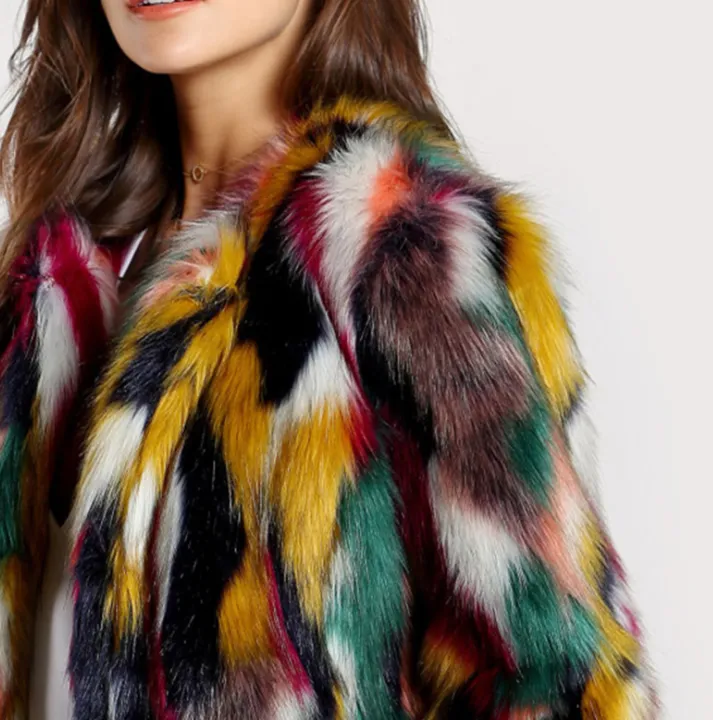 Colourful Faux Fur Coat