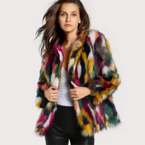 Colourful Faux Fur Coat