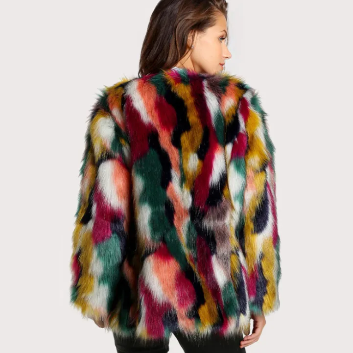 Colourful Faux Fur Coat