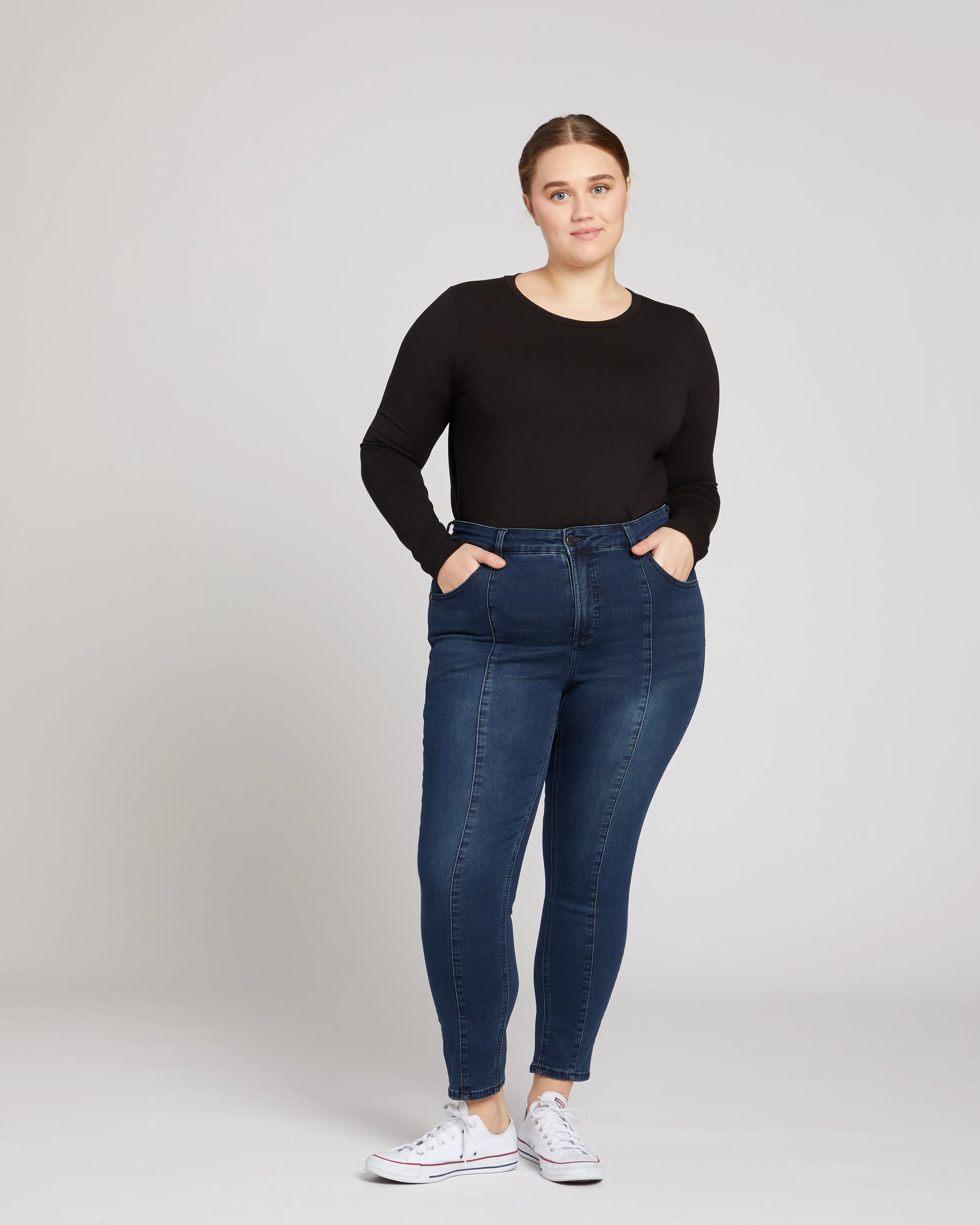 Debbie High Rise Seam Skinny Jeans - Indigo Ink