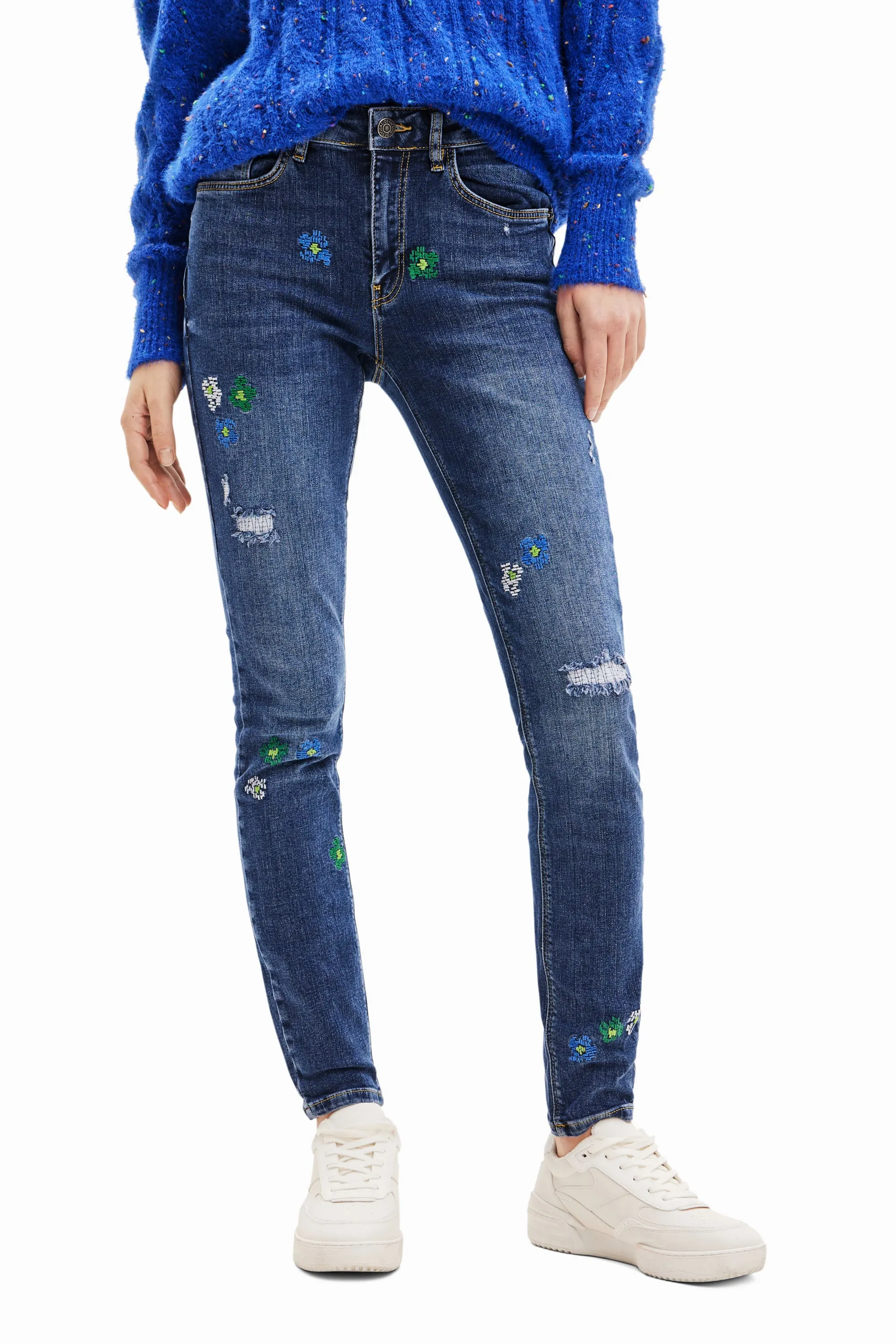 Desigual Bruselas Embroidered Push Up Skinny Jeans 23WWDD17