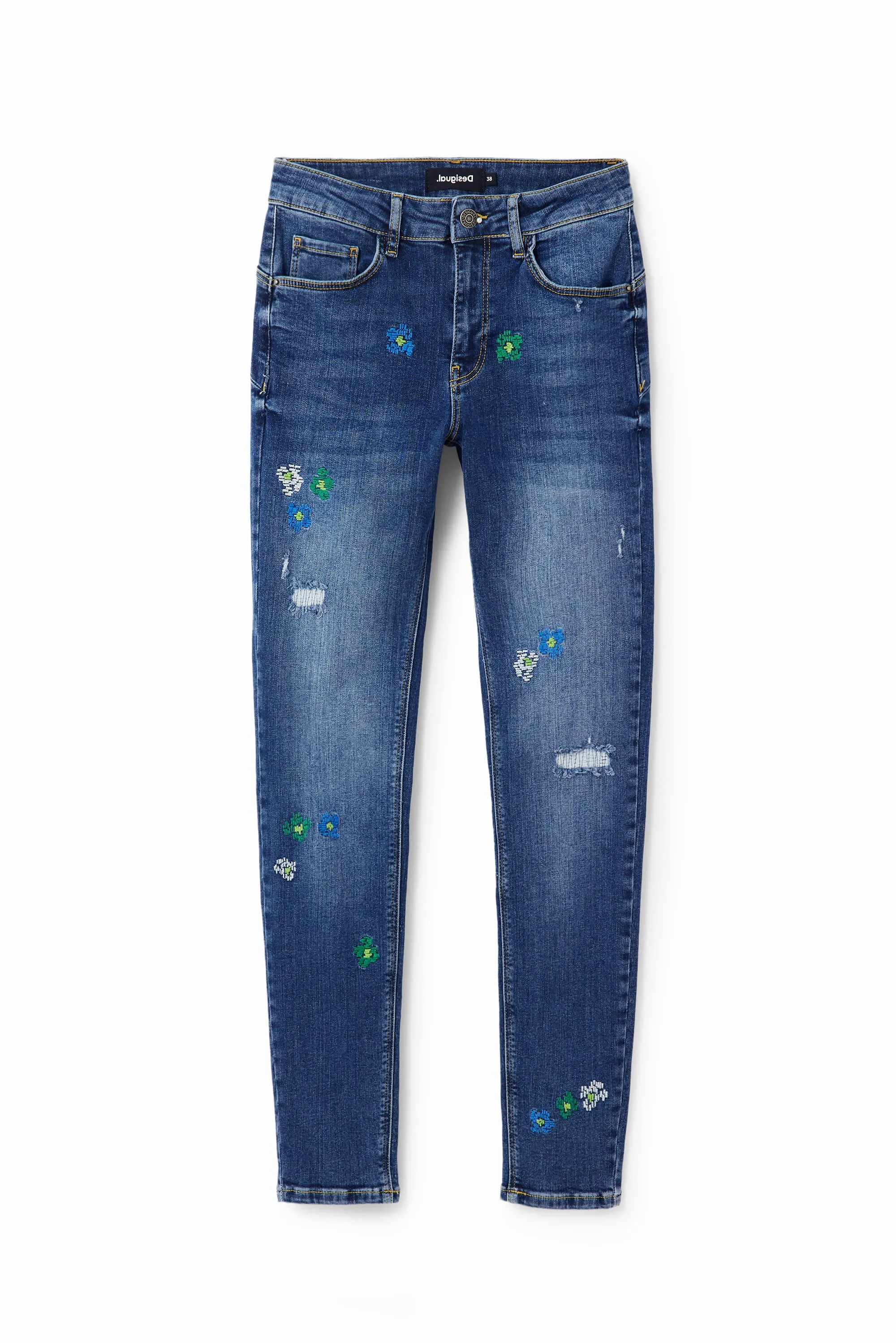 Desigual Bruselas Embroidered Push Up Skinny Jeans 23WWDD17