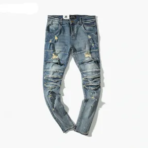 Distressed Ripped Skinny Jeans Men Denim Pants