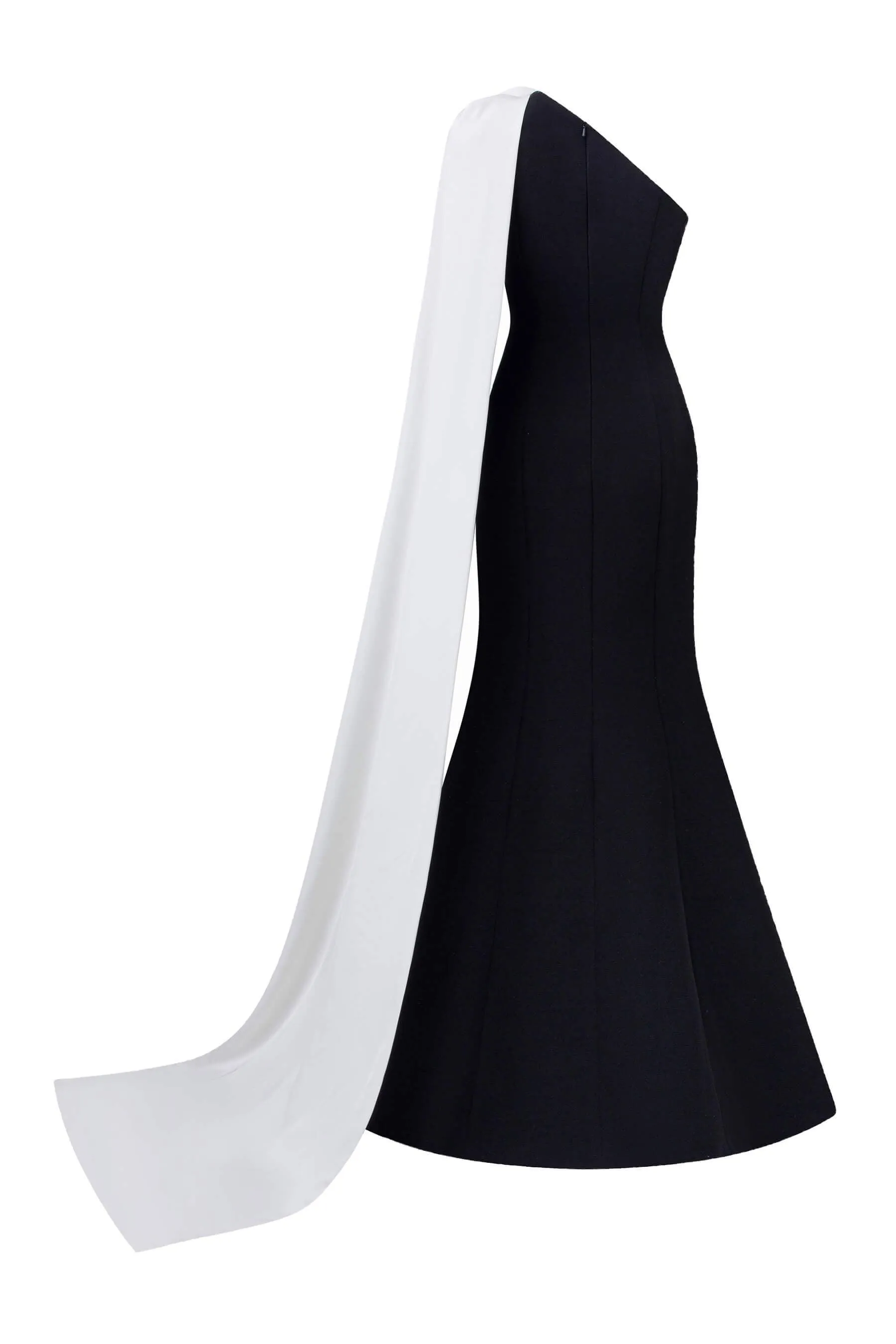 Emelia Mermaid Asymmetric Sleeved Scuba Floor Length Dress
