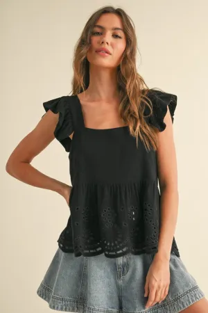 Eyelet Detailed Short Sleeve Top