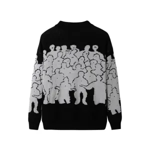 Fashion Sweater Men Cotton Embroidery Pull Homme Sweater Men Clothing Korean Clothes Oversize Knitted Sweater