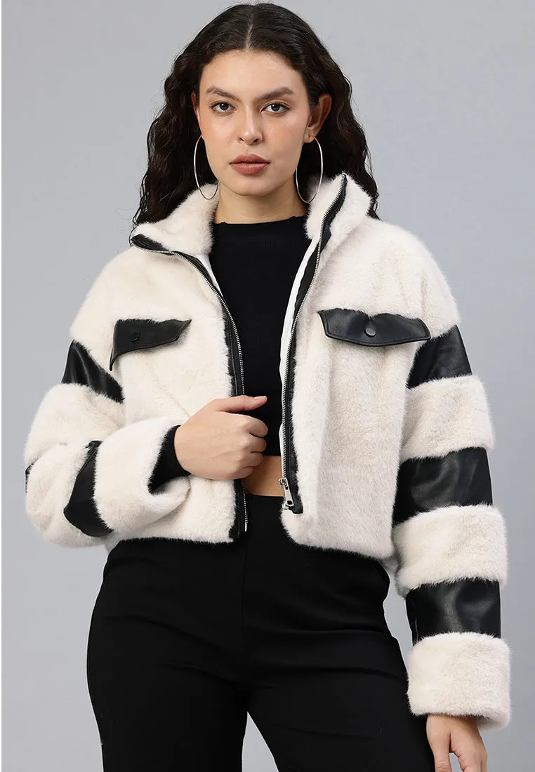 Faux Fur & Faux Leather Coat