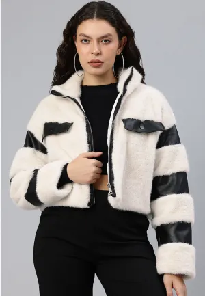 Faux Fur & Faux Leather Coat