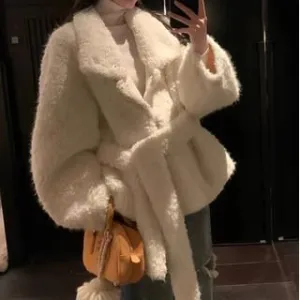 Faux Fur Snap Buttoned Crop Coat