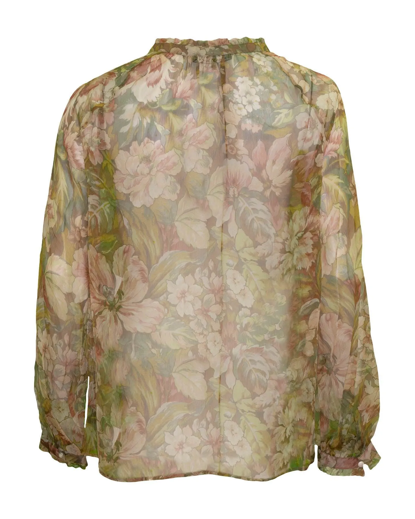 Floral Print Semi Sheer Blouse