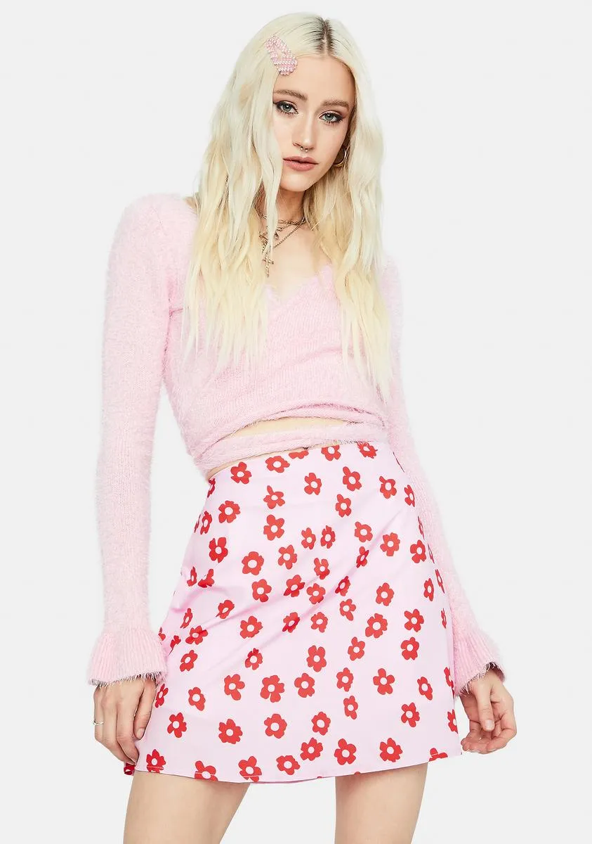 Floral Swirl A Line Mini Skirt