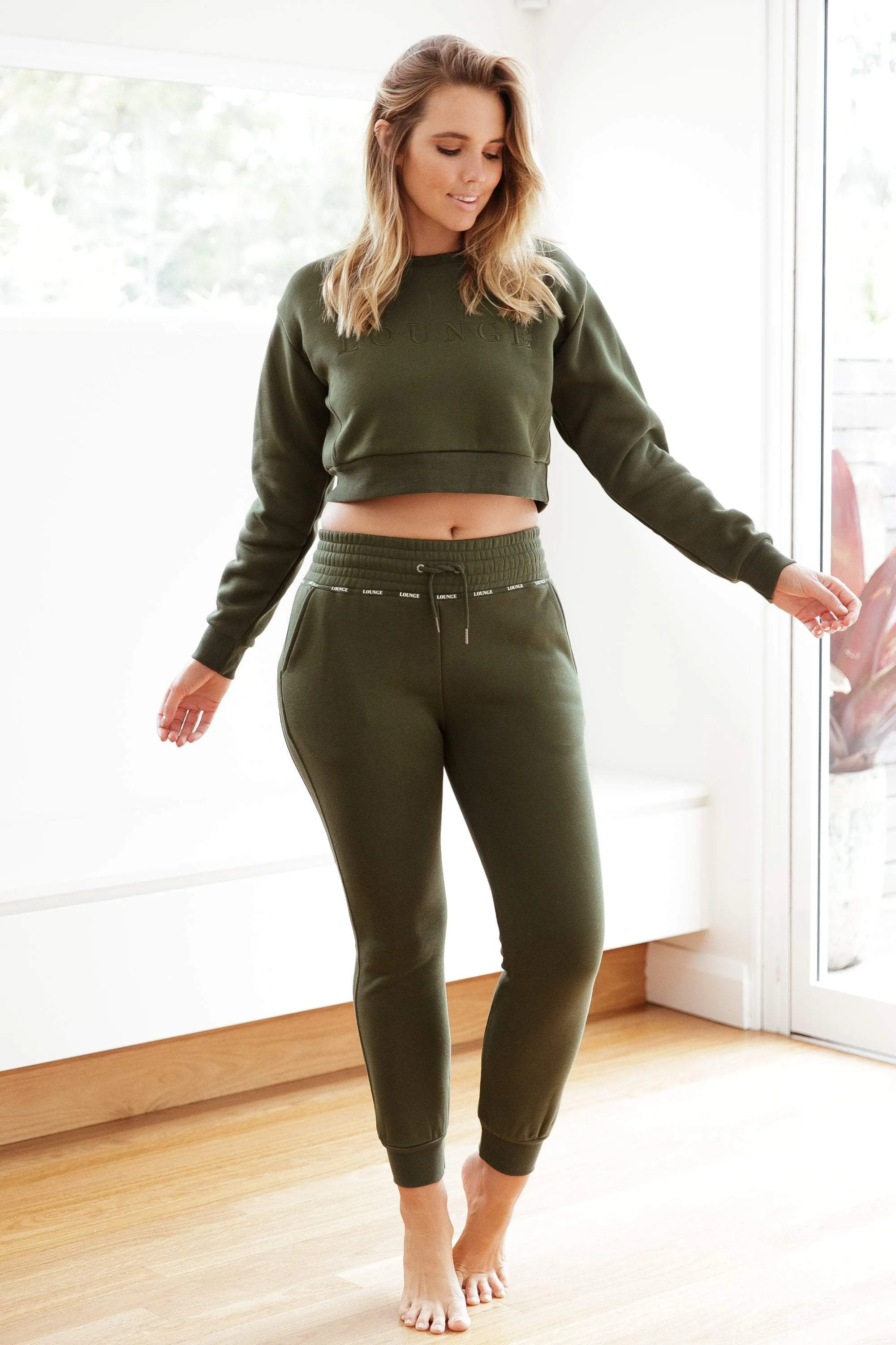 Forest Green Cropped Oversized Sweatshirt