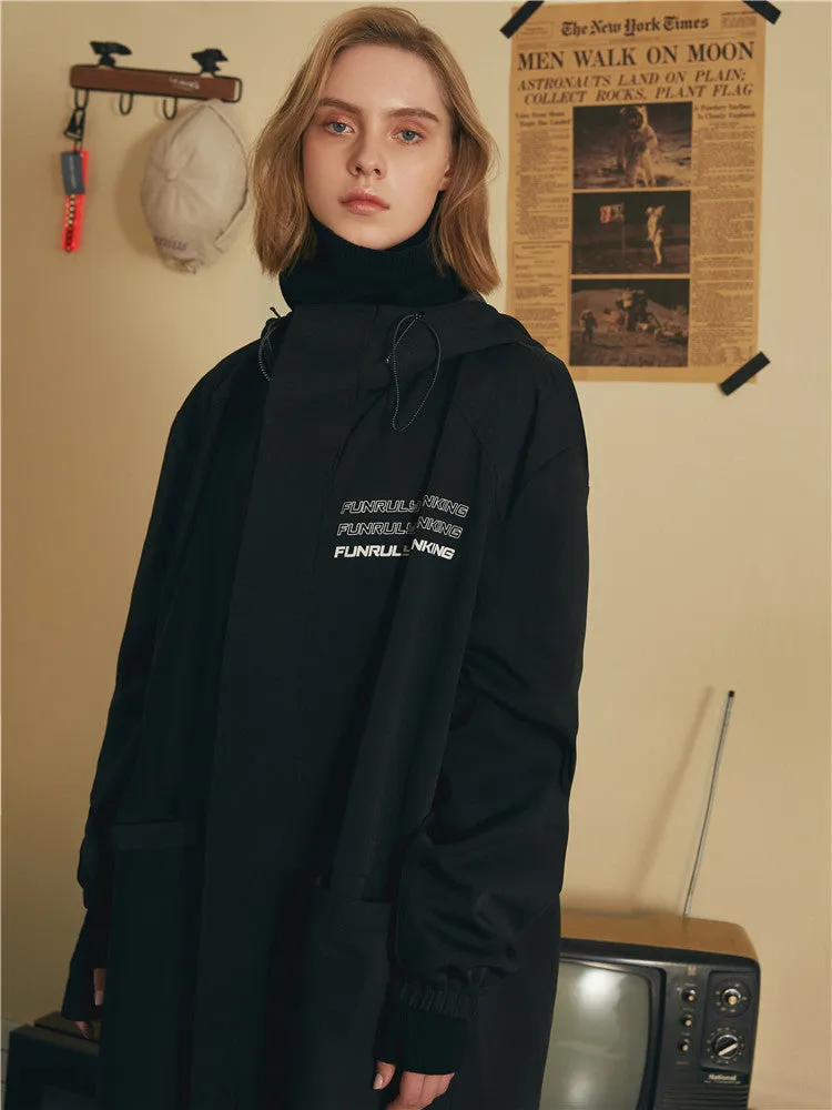 FRLMK ABNORMAL COLLECTION RETRO LONG TRENCH BLACK UNISEX JACKET