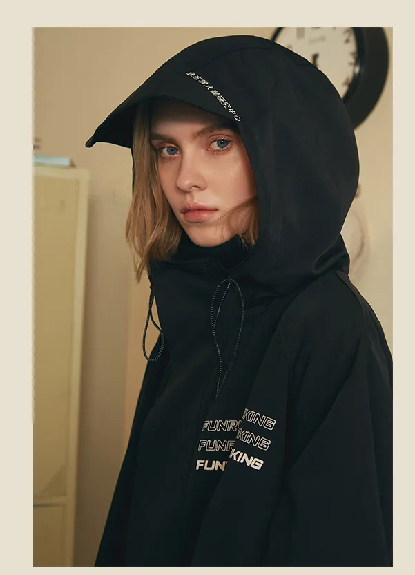 FRLMK ABNORMAL COLLECTION RETRO LONG TRENCH BLACK UNISEX JACKET