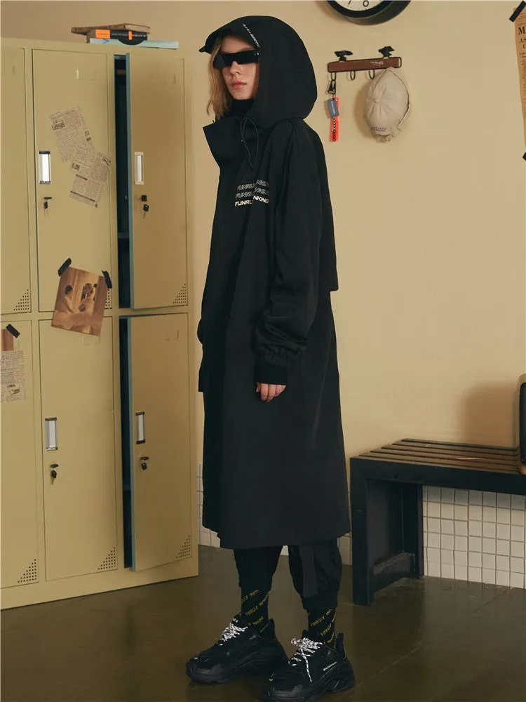 FRLMK ABNORMAL COLLECTION RETRO LONG TRENCH BLACK UNISEX JACKET