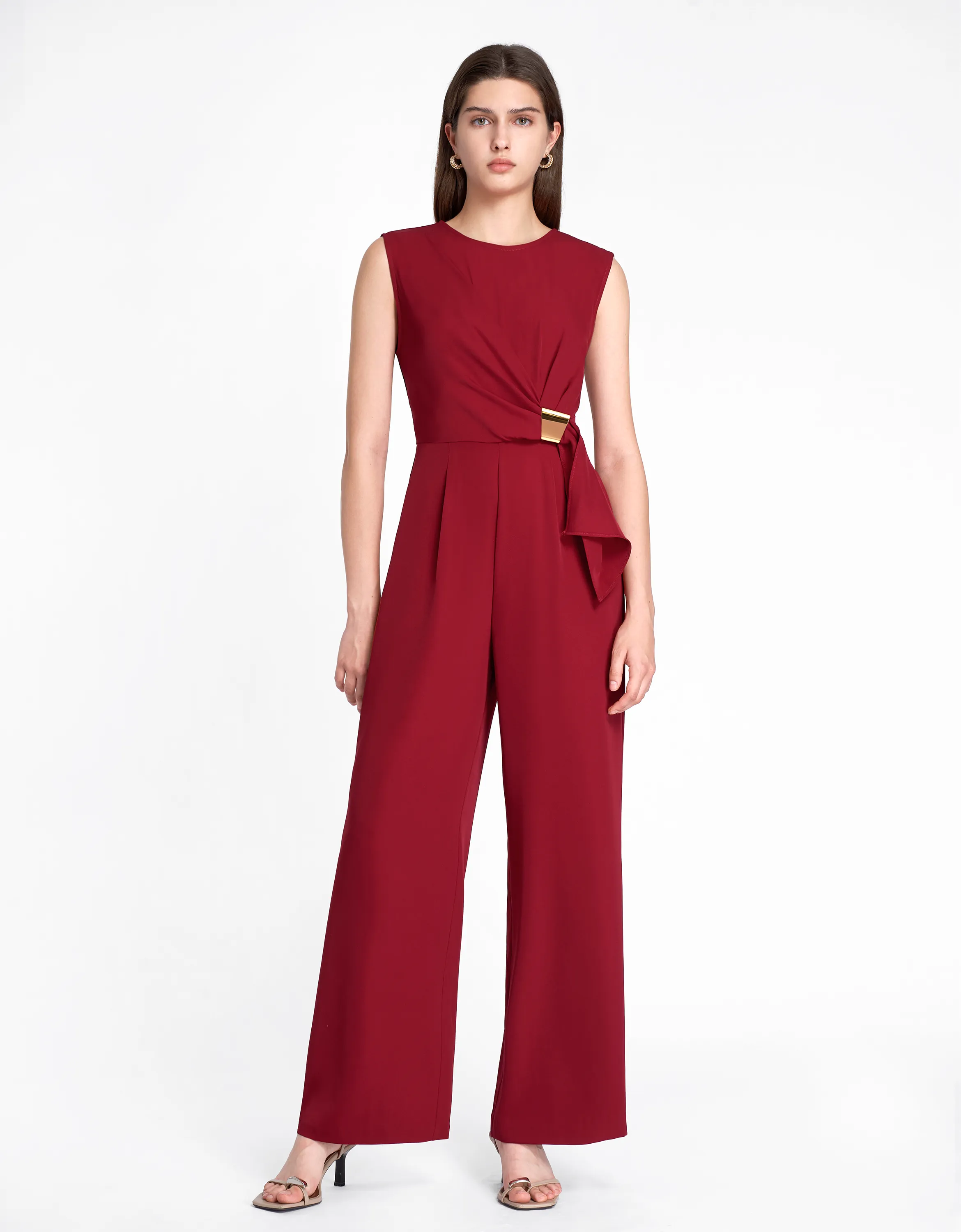 Gathered Waist Buckle Jumpsuit