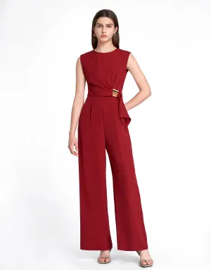 Gathered Waist Buckle Jumpsuit