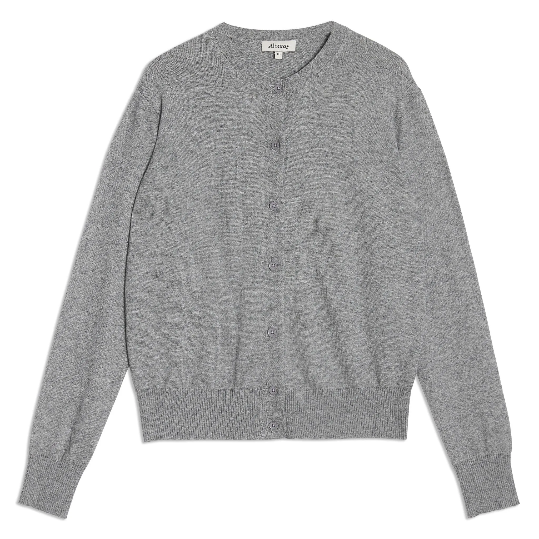 Grey Cotton & Cashmere Blend Cardigan