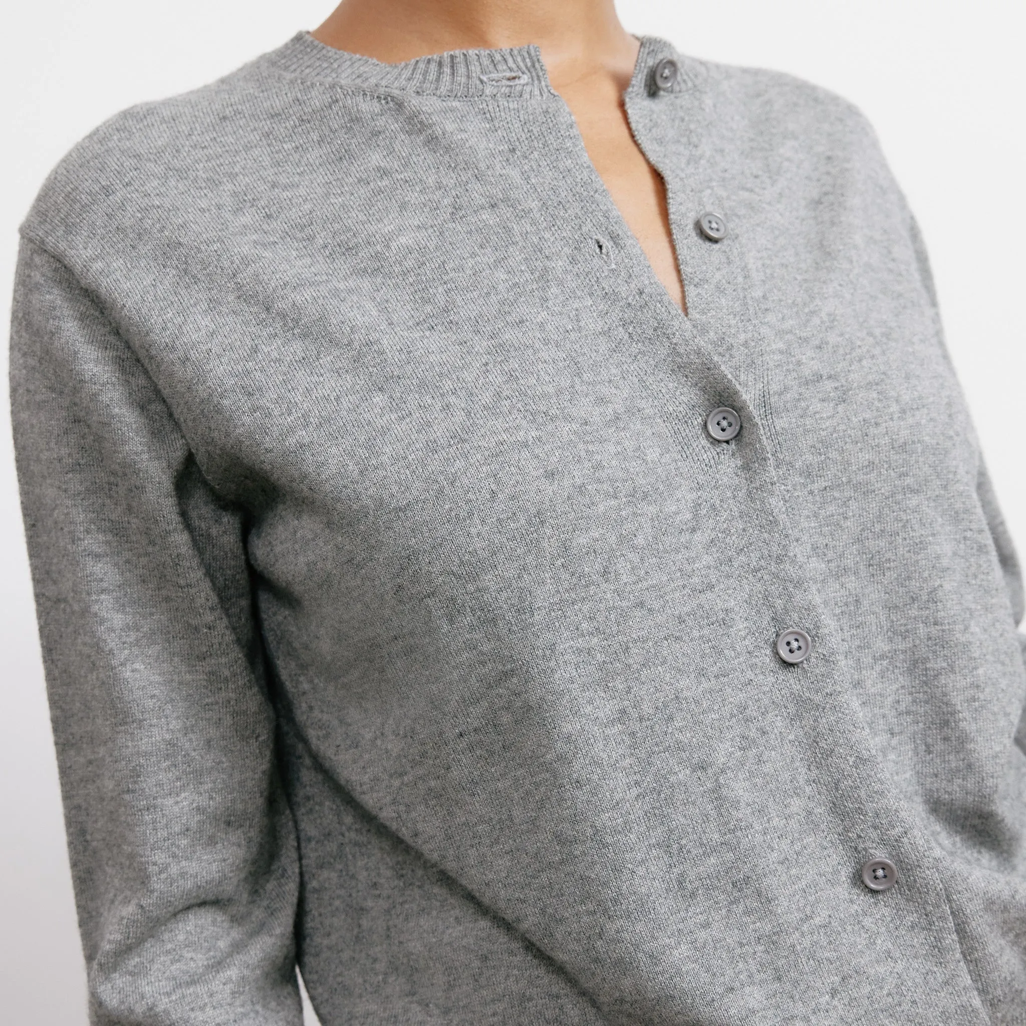Grey Cotton & Cashmere Blend Cardigan