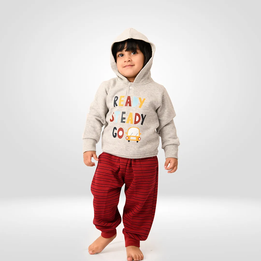 Grey Ready Steady Go Hoodie Sweatshirt   Joggers Set (3-6m)