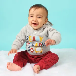 Grey Ready Steady Go Hoodie Sweatshirt   Joggers Set (3-6m)