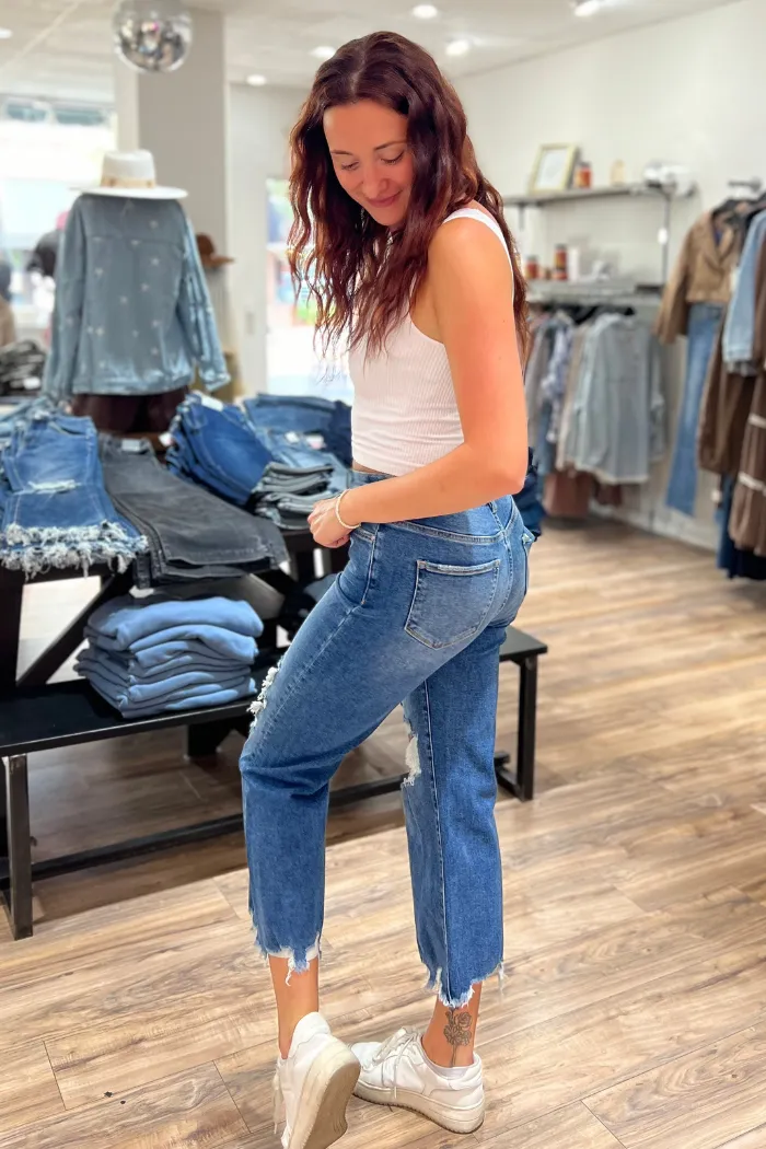 High Rise Vintage Crop Flare Denim