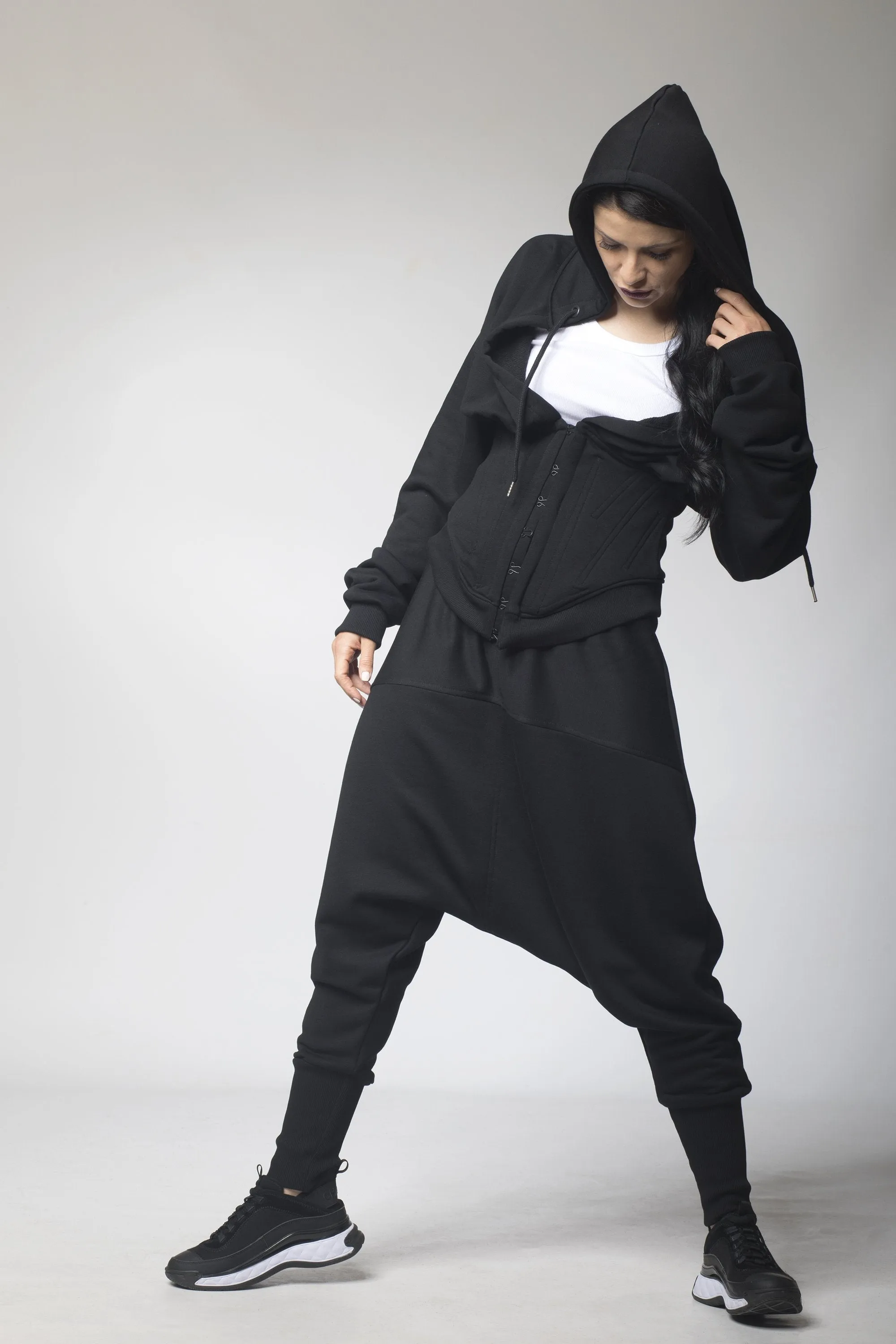 Hoodie and Drop Crotch Pants Set