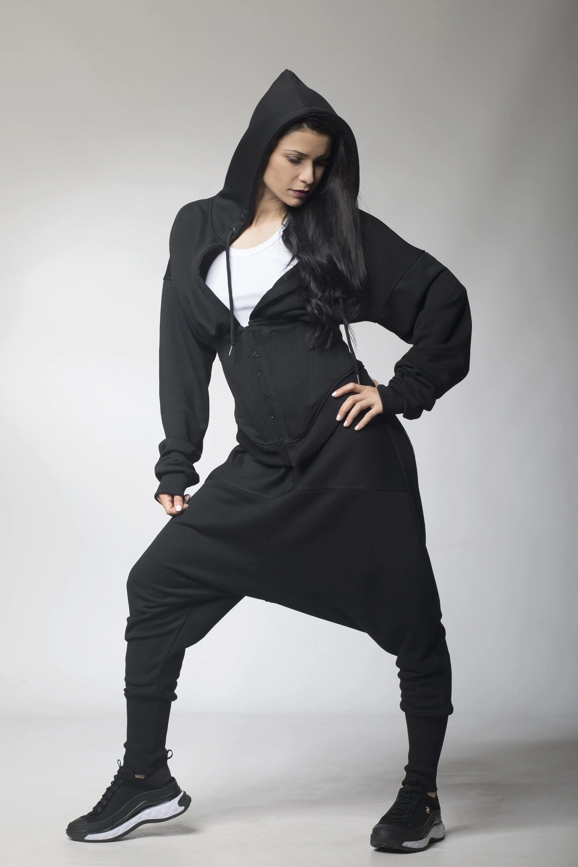 Hoodie and Drop Crotch Pants Set