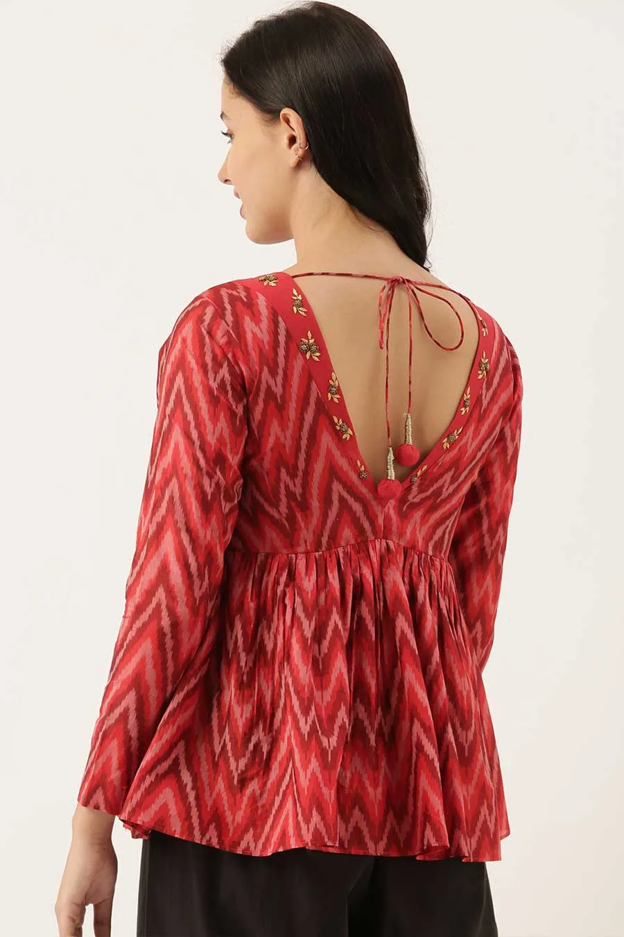 Ikat Silk Long Blouse Top
