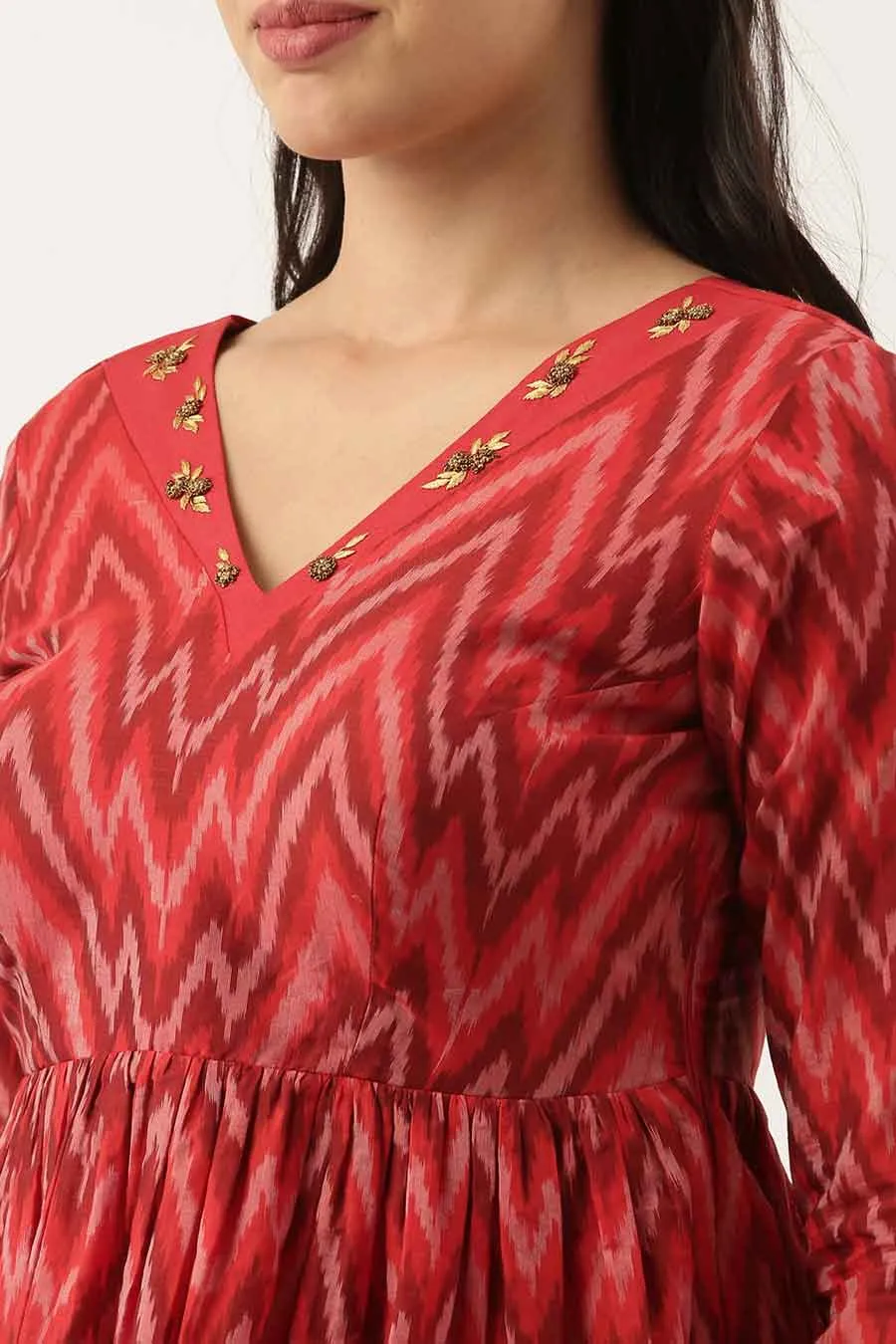 Ikat Silk Long Blouse Top