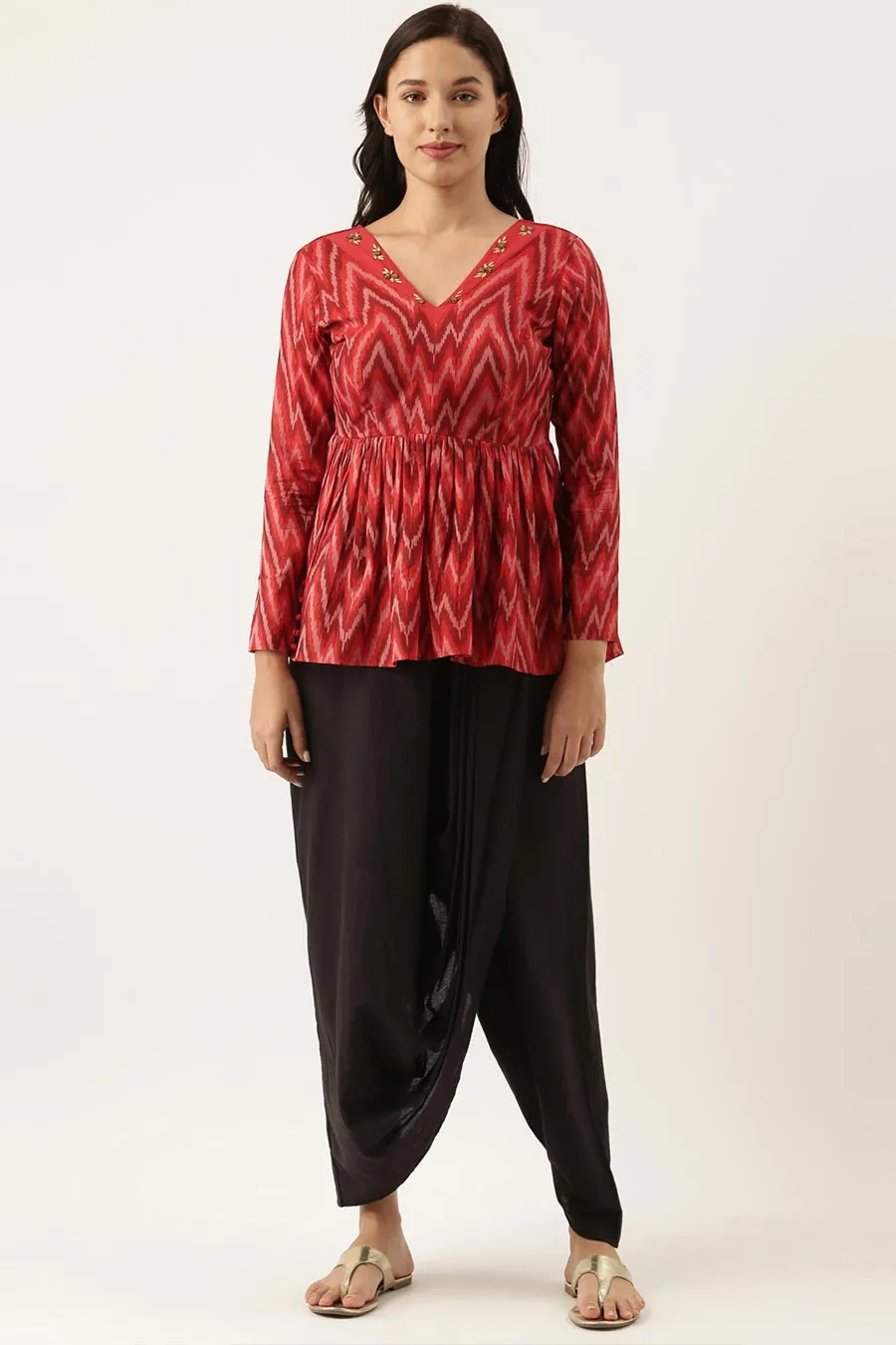 Ikat Silk Long Blouse Top