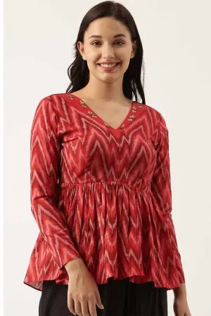 Ikat Silk Long Blouse Top