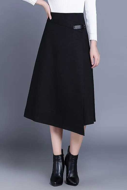 Irregular a-line skirt with high waist S003