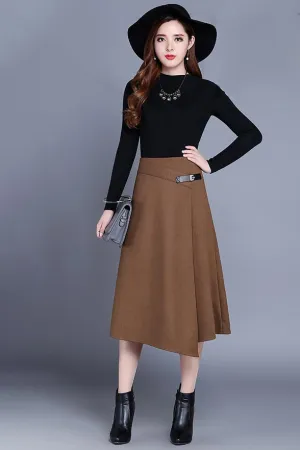Irregular a-line skirt with high waist S003