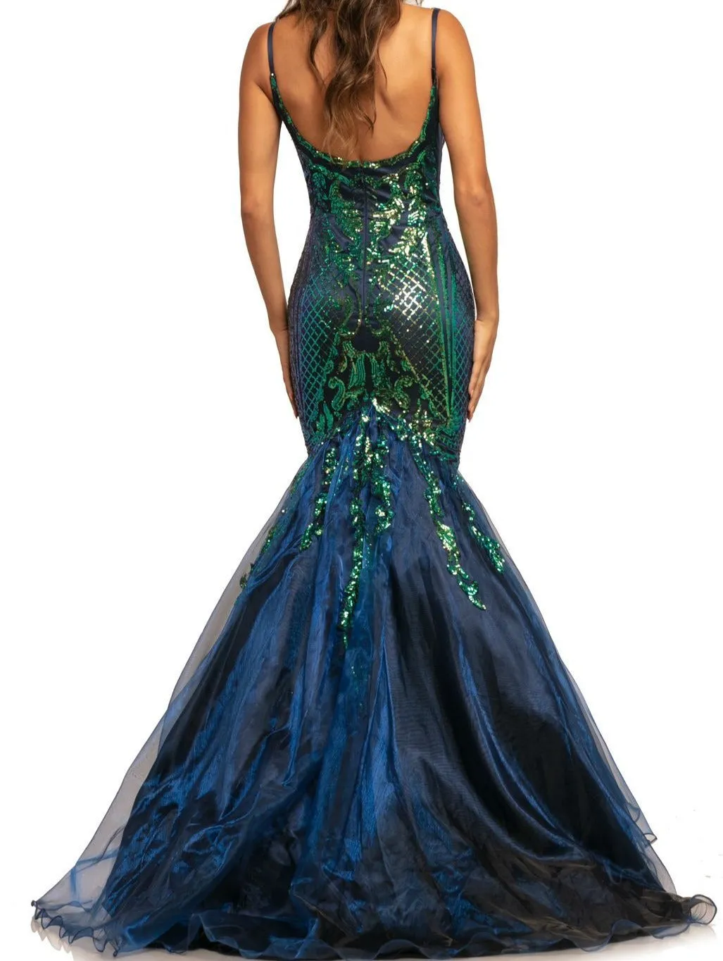Johnathan Kayne 2018 Sequin Mermaid Iridescent Prom Dress size 2, 8 Pageant Gown High Neck