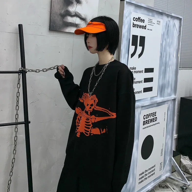Knitted Sweater With Red Skeleton