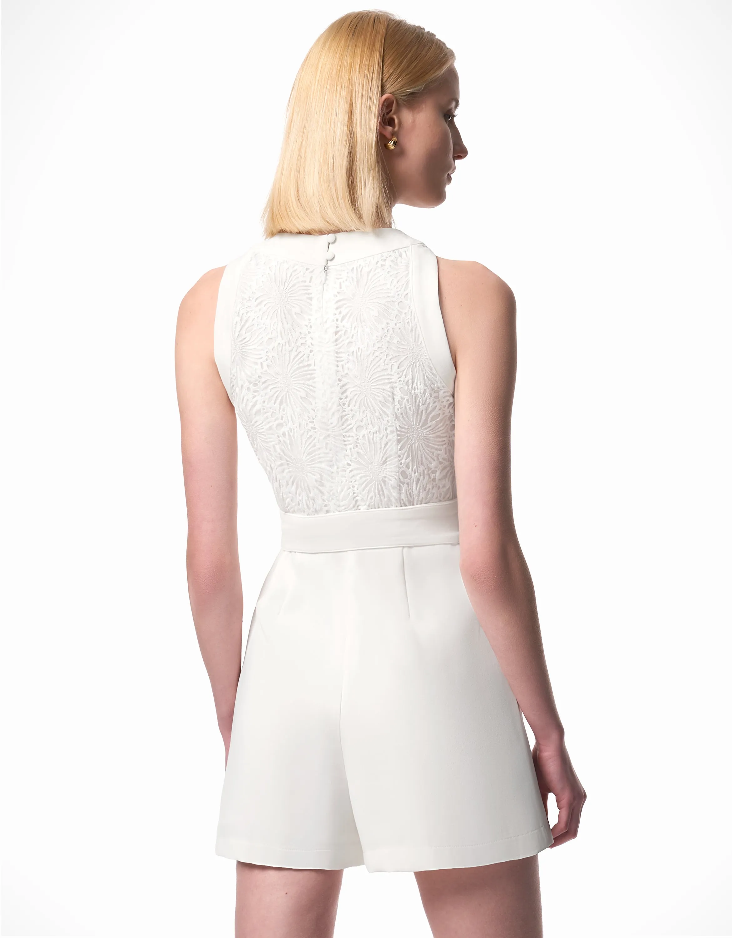 Lace Bodice Belted Romper