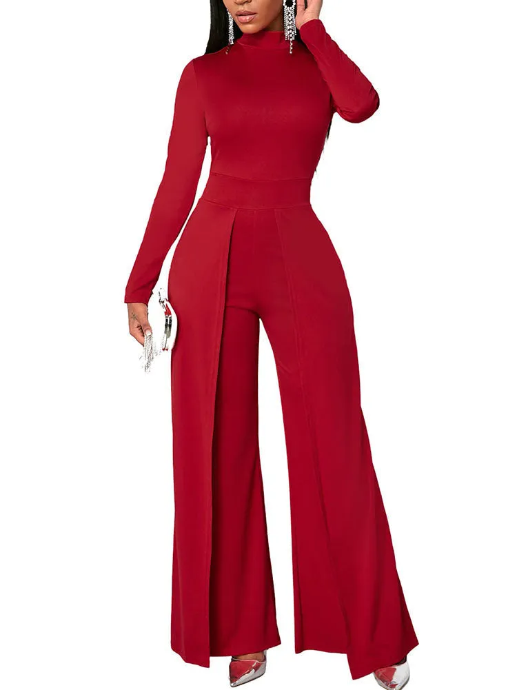 Long Sleeves Wide Leg Pants Jumpsuits