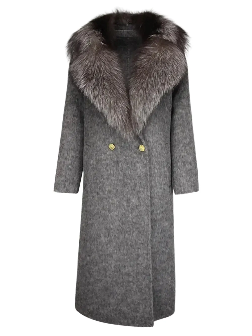 Luxurious Natural Fox Fur Collar Wool Coat for Women – 2024 Thick Warm Long Winter Jacket, Elegant Streetwear Outerwear
