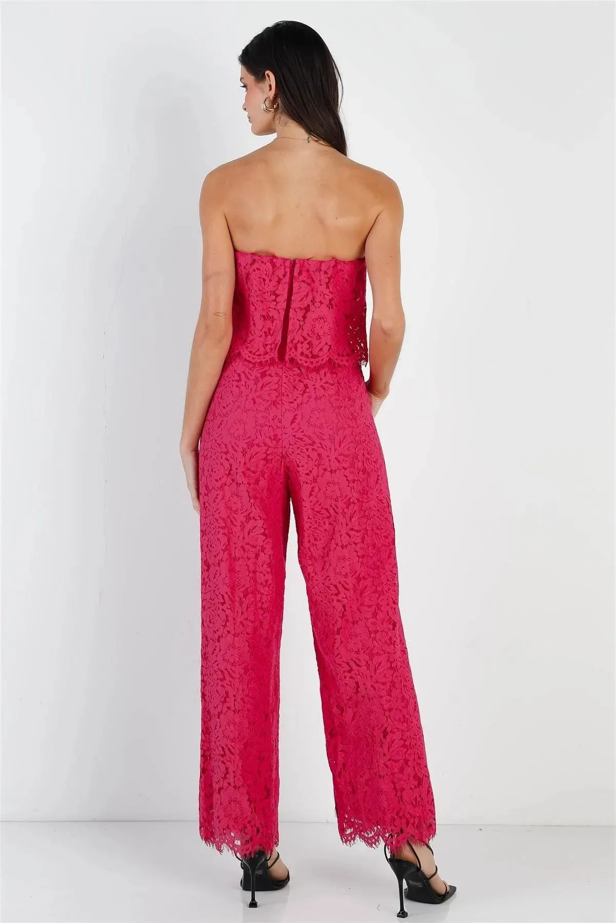Magenta Lace Sleeveless Wide Leg Jumpsuit /1-2-2-1